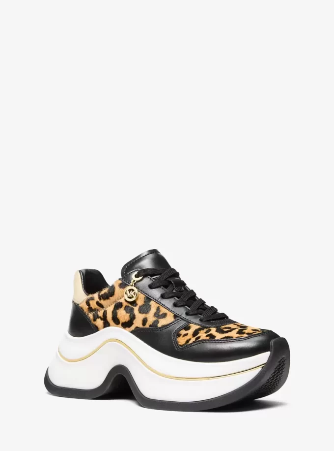 Zapatillas Arla de piel de becerro con estampado de leopardo Zapatillas Arla de piel de becerro con estampado de leopardo