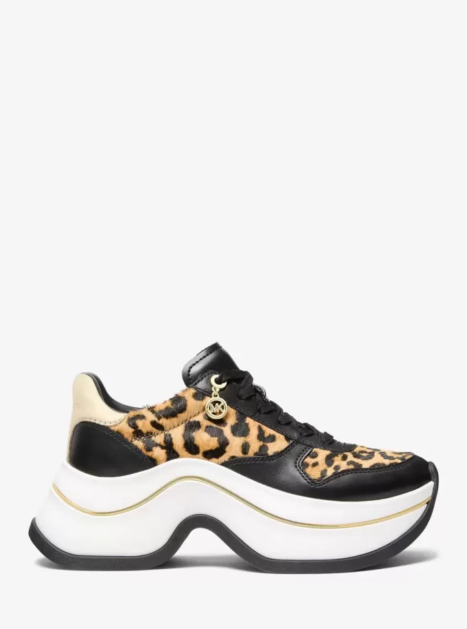 Zapatillas Arla de piel de becerro con estampado de leopardo Zapatillas Arla de piel de becerro con estampado de leopardo