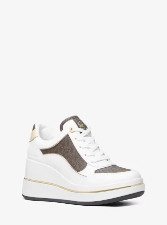 Zapatillas de cuña de cuero y logo de Emmy Signature