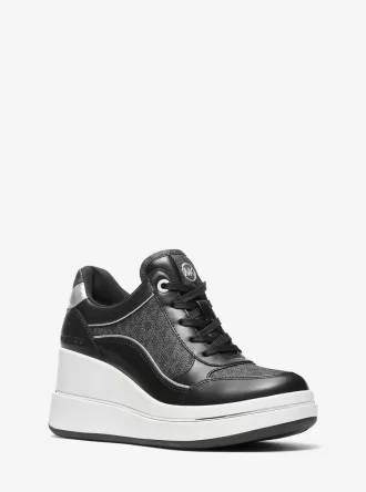 Zapatillas de cuña de cuero y logo de Emmy Signature Zapatillas de cuña de cuero y logo de Emmy Signature