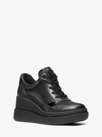 Zapatillas de cuña Emmy de cuero y malla