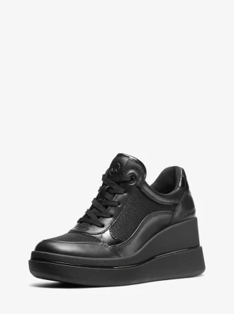 Zapatillas de cuña Emmy de cuero y malla