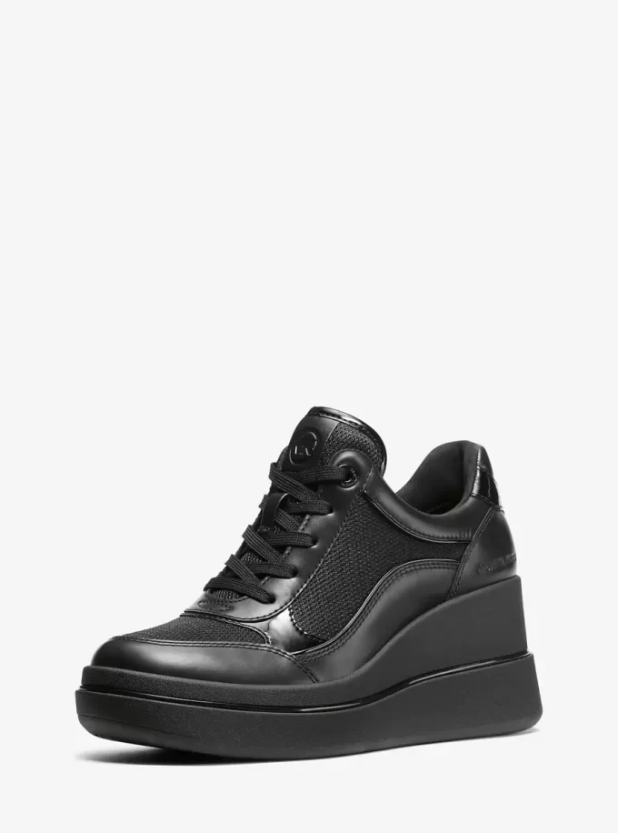 Zapatillas de cuña Emmy de cuero y malla Zapatillas de cuña Emmy de cuero y malla