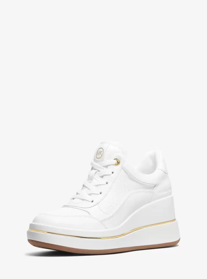 Zapatillas de cuña Emmy de cuero y malla Zapatillas de cuña Emmy de cuero y malla