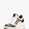 Zapatillas de cuña Emmy de piel y pelo de becerro con estampado de leopardo Zapatillas de cuña Emmy de piel y pelo de becerro con estampado de leopardo