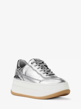 Zapatillas Hayes de plataforma de piel metalizada con adornos