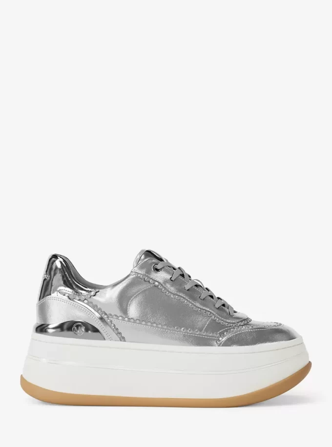 Zapatillas Hayes de plataforma de piel metalizada con adornos Zapatillas Hayes de plataforma de piel metalizada con adornos