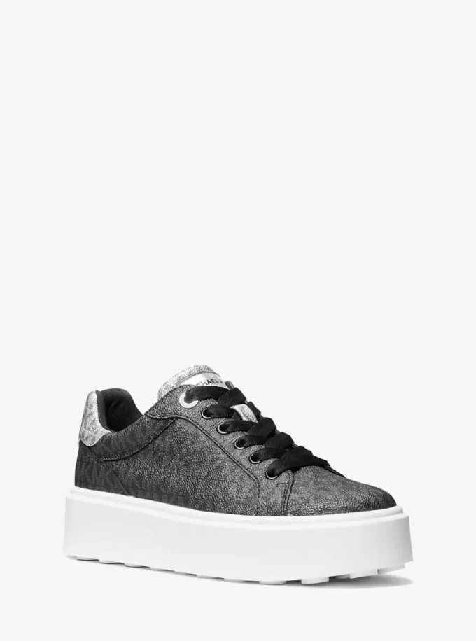 Zapatillas Romey de plataforma metalizadas bicolor con logo de la firma