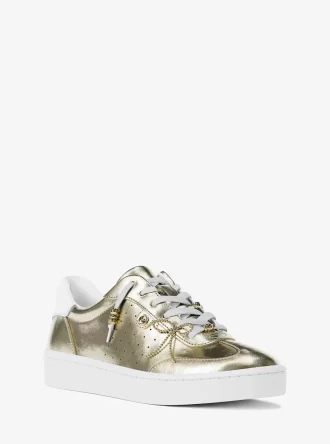 Zapatillas Scotty de piel metalizada con adornos