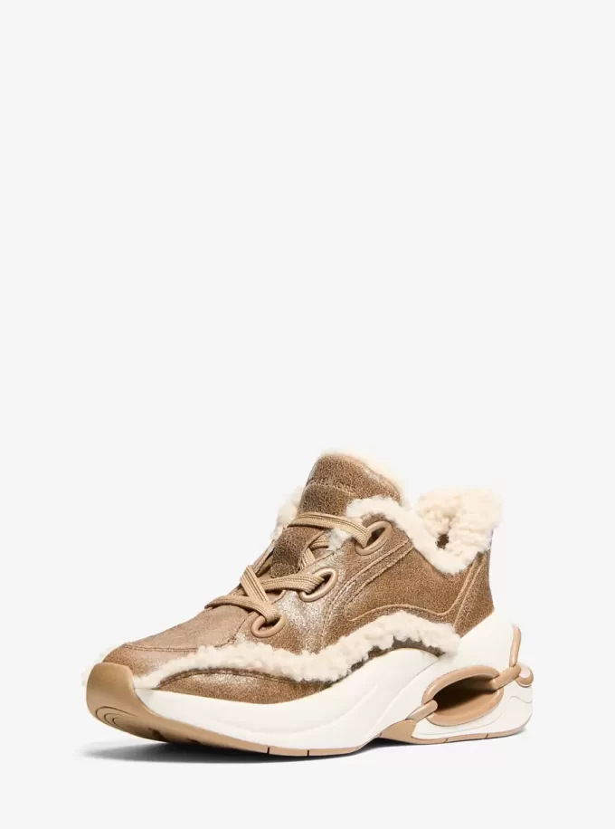 Zapatillas Toni de piel envejecida y sherpa Zapatillas Toni de piel envejecida y sherpa