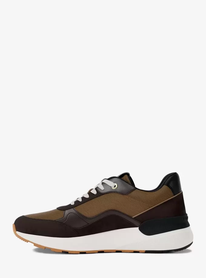 Zapatillas Trevor de cuero y sarga con cordón Zapatillas Trevor de cuero y sarga con cordón