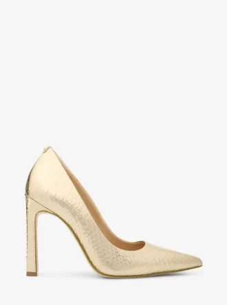 Zapato de tacón Amara de piel con relieve de serpiente metalizada