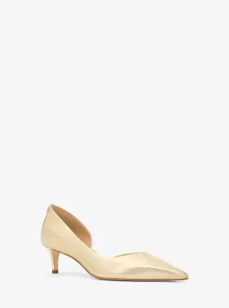 Zapato de tacón bajo Elyse de piel metalizada craquelada