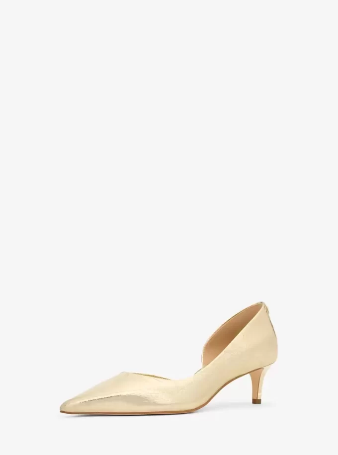 Zapato de tacón bajo Elyse de piel metalizada craquelada Zapato de tacón bajo Elyse de piel metalizada craquelada