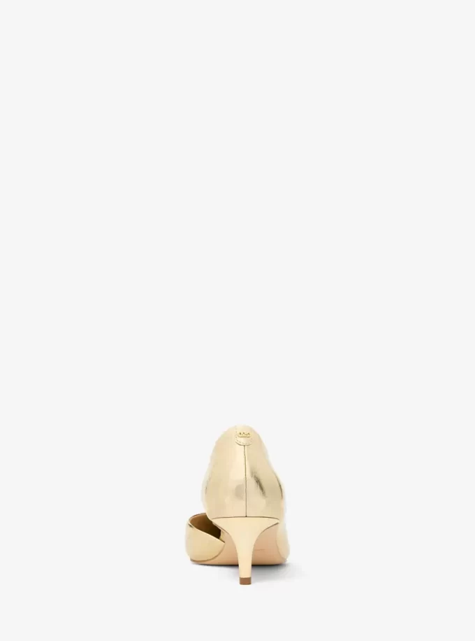 Zapato de tacón bajo Elyse de piel metalizada craquelada Zapato de tacón bajo Elyse de piel metalizada craquelada