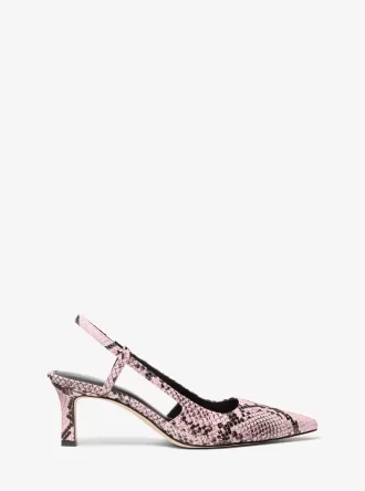 Zapato de tacón con tira trasera Alora de piel con relieve de serpiente