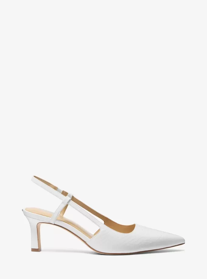 Zapato de tacón con tira trasera Alora de piel con relieve de serpiente Zapato de tacón con tira trasera Alora de piel con relieve de serpiente