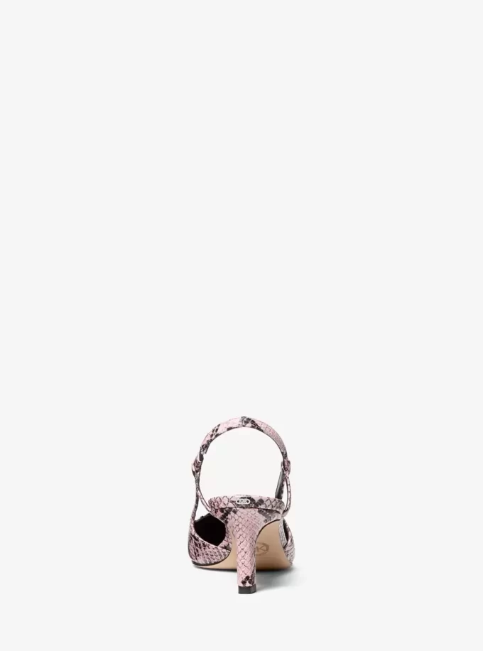 Zapato de tacón con tira trasera Alora de piel con relieve de serpiente Zapato de tacón con tira trasera Alora de piel con relieve de serpiente