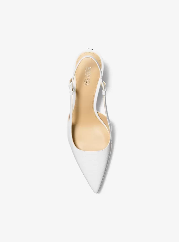 Zapato de tacón con tira trasera Alora de piel con relieve de serpiente Zapato de tacón con tira trasera Alora de piel con relieve de serpiente
