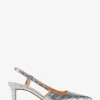 Zapato de tacón con tira trasera Alora de piel metalizada con relieve de cocodrilo Zapato de tacón con tira trasera Alora de piel metalizada con relieve de cocodrilo