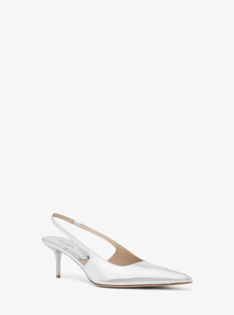 Zapato de tacón con tira trasera Emma de piel metalizada