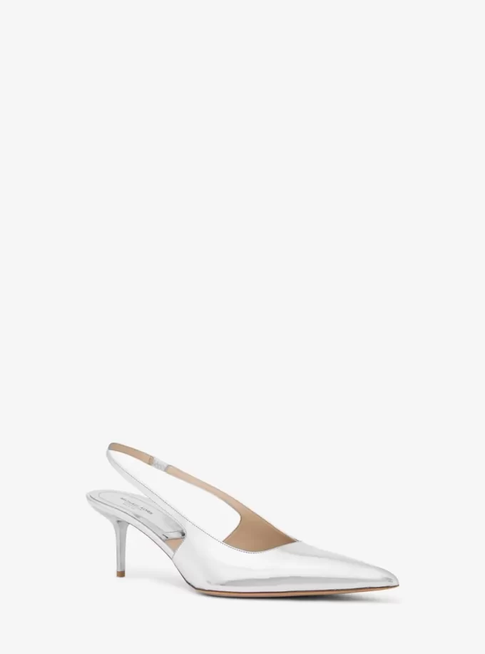 Zapato de tacón con tira trasera Emma de piel metalizada Zapato de tacón con tira trasera Emma de piel metalizada