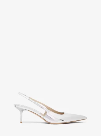 Zapato de tacón con tira trasera Emma de piel metalizada