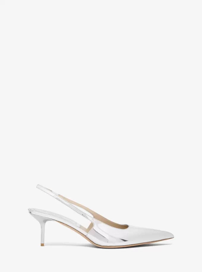 Zapato de tacón con tira trasera Emma de piel metalizada Zapato de tacón con tira trasera Emma de piel metalizada