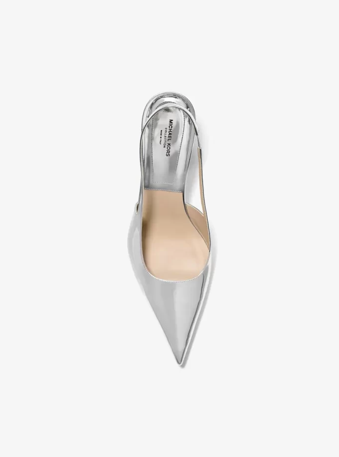 Zapato de tacón con tira trasera Emma de piel metalizada Zapato de tacón con tira trasera Emma de piel metalizada