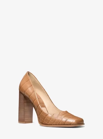 Zapato de tacón Jeanne de piel con relieve de cocodrilo