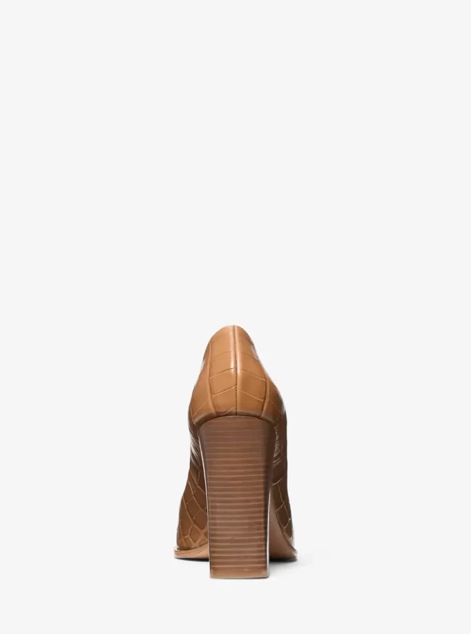 Zapato de tacón Jeanne de piel con relieve de cocodrilo Zapato de tacón Jeanne de piel con relieve de cocodrilo