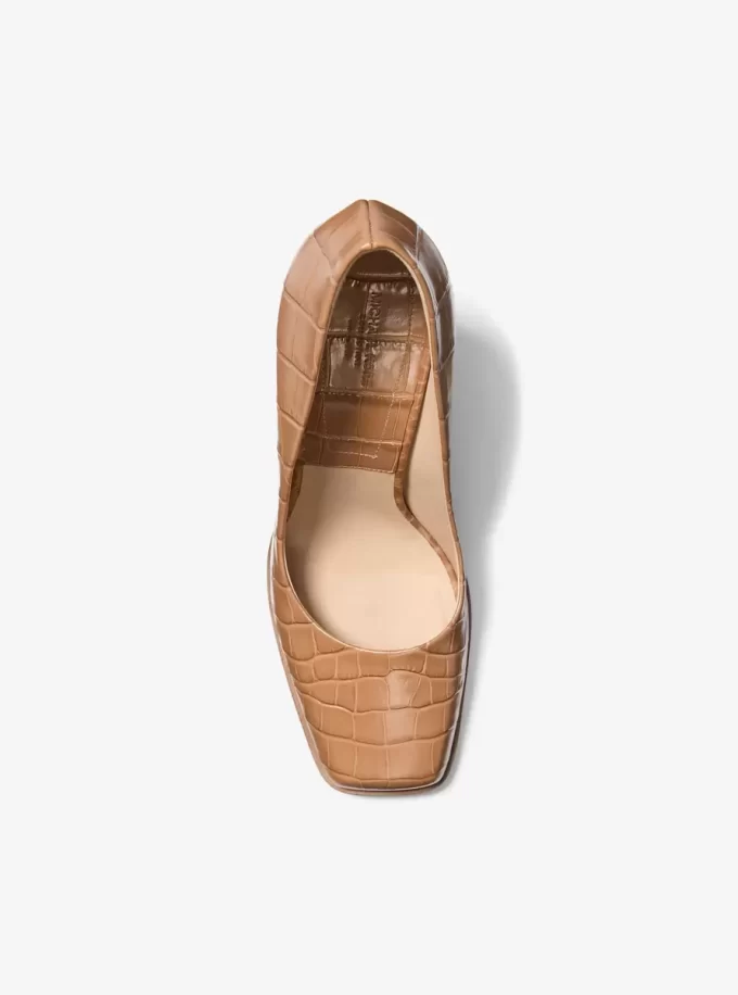Zapato de tacón Jeanne de piel con relieve de cocodrilo Zapato de tacón Jeanne de piel con relieve de cocodrilo