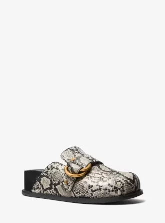 Zueco de piel con relieve de serpiente Jaden