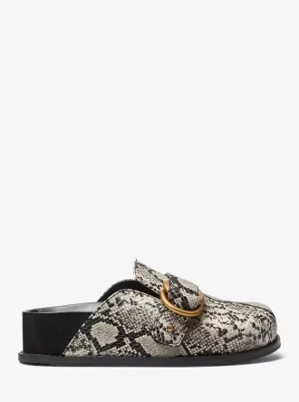 Zueco de piel con relieve de serpiente Jaden